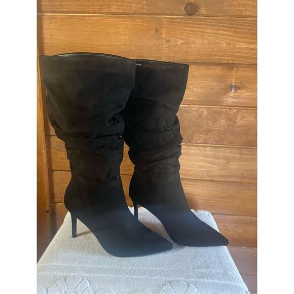 Just fab Khloy Slouch Black Heeled Boots Sz 6 NIB - Picture 1 of 8
